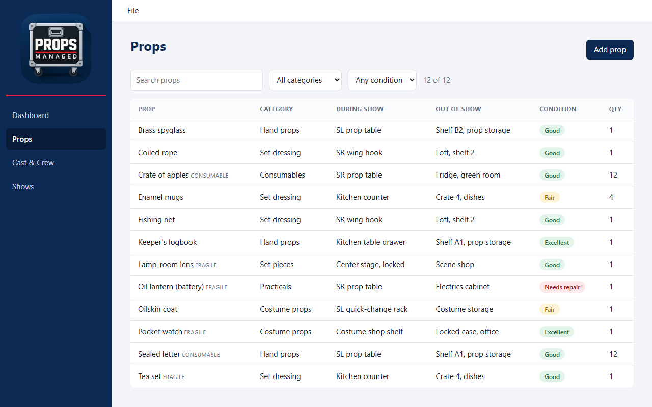 Props Managed screenshot
